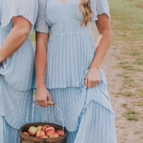 one loved babe Dresses & Skirts - Light Blue Polka Dot Dress
